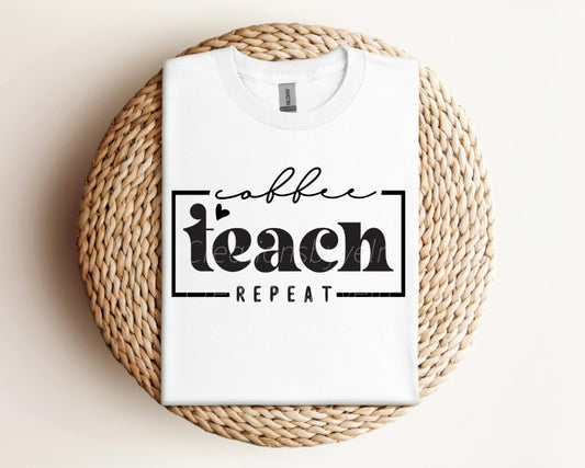 Coffee, Teach & Repeat Unisex Crewneck T-Shirt